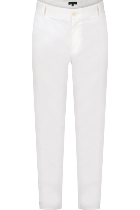 Emporio Armani Bottoms for Boys Emporio Armani White Trousers For Boy With Logo