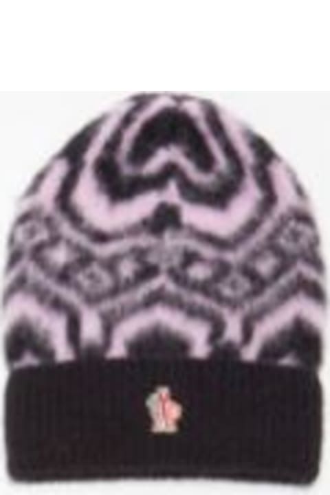Hats for Women Moncler Grenoble Logo Patch Ribbed Beanie