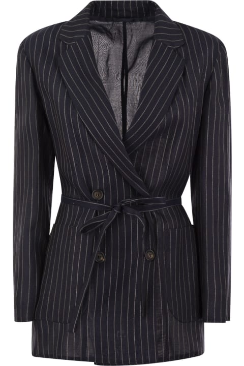Brunello Cucinelli Coats & Jackets for Women Brunello Cucinelli Sparkling Stripe Cotton Gauze Jacket
