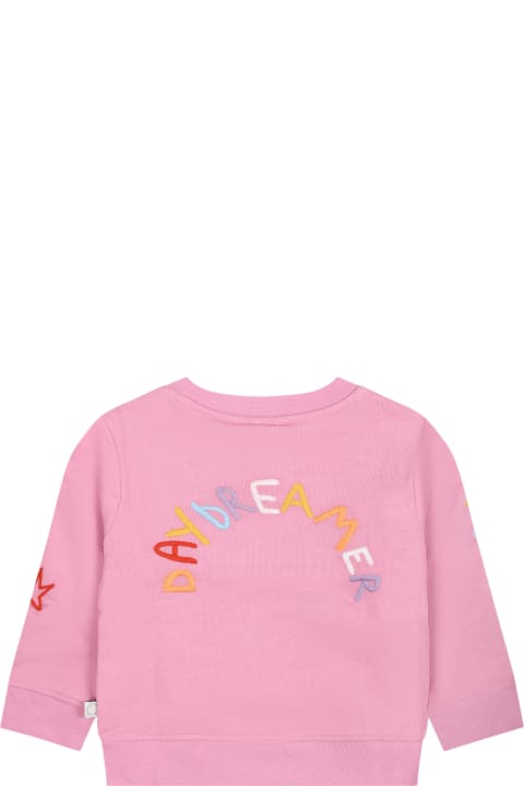 Topwear for Baby Boys Stella McCartney Kids Pink Sweatshirt For Baby Girl With All-over Multicolor Embroidery