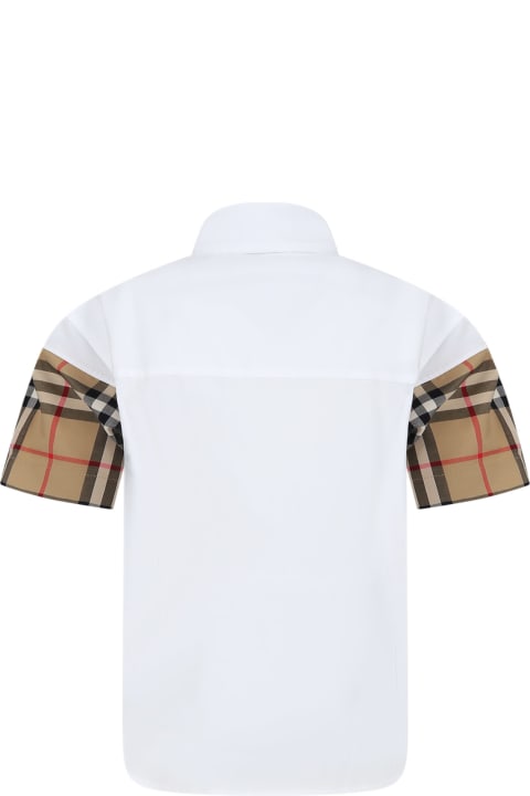 Burberry for Boys Burberry White Shirt For Boy With Iconic Vintage Check