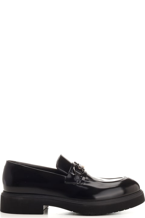 Ferragamo Shoes for Men Ferragamo Black 'gancini Ornament' Loafer