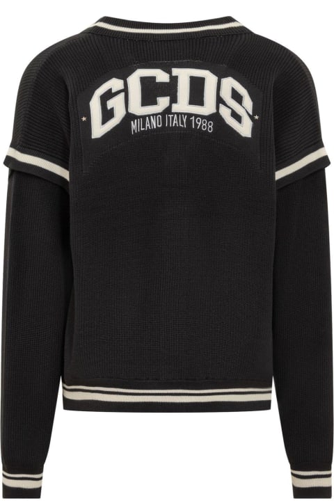 GCDS Sweaters for Men GCDS Logo Embroidered Knitted Cardigan