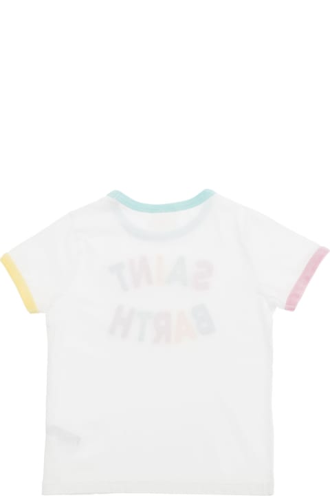 ベビーガールズ トップス MC2 Saint Barth White T-shirt With Multicolor Logo Patches In Jersey Baby