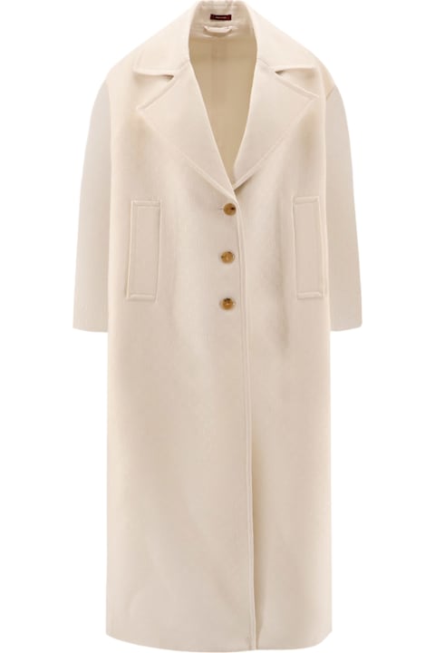 Gucci for Women Gucci Wool And Silk Crepe Coat With All-over Gg Motif