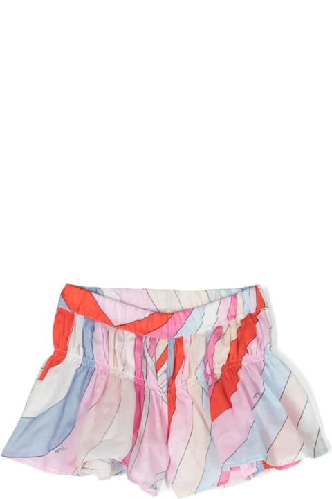 Pucci for Kids Pucci Flared Shorts With Light Blue/multicolour Iride Print