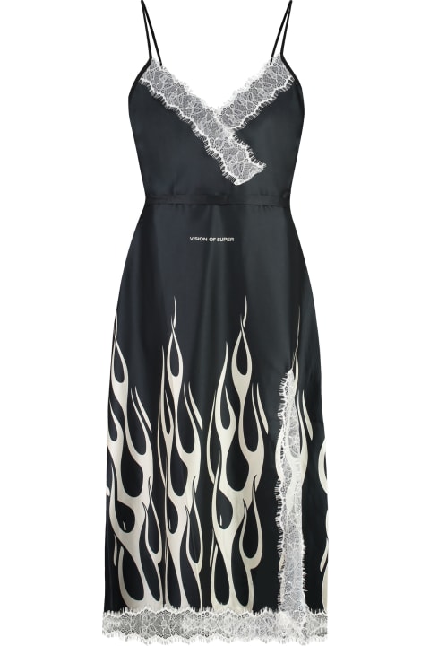 Vision of Super for Women Vision of Super Lace Trim Midi Dress