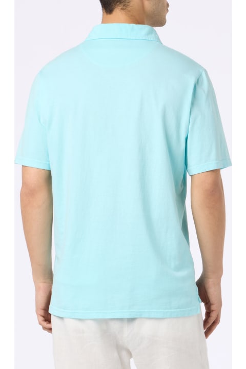 أدوات منزلية MC2 Saint Barth Man Water Green Cotton Jersey Polo Shirt Brighton