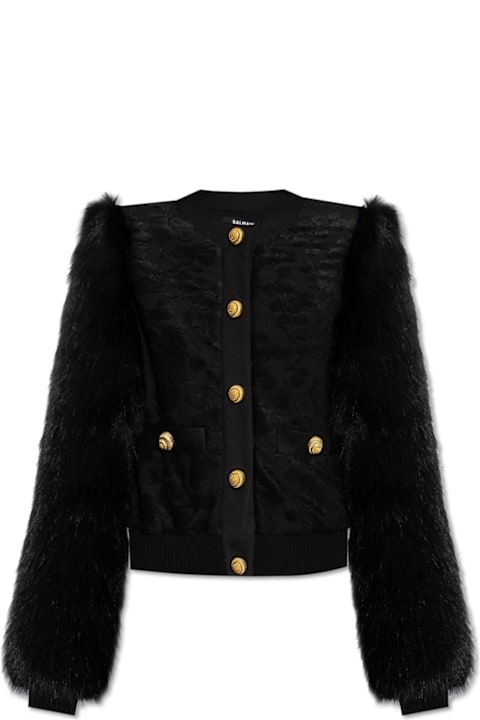 Balmain Clothing for Women Balmain Buttoned Straight Hem Faux-fur Jacket