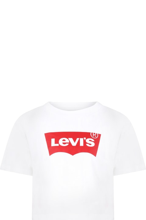 キッズ新着アイテム Levi's White T-shirt For Girl With Logo