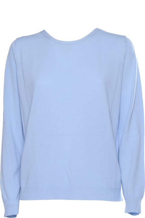 Kangra for Women Kangra Light Blue Ribbed Cotton Sweater