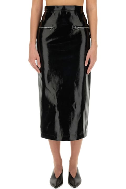 MSGM الملابس لـ السيدات MSGM Patent Leather Midi Skirt