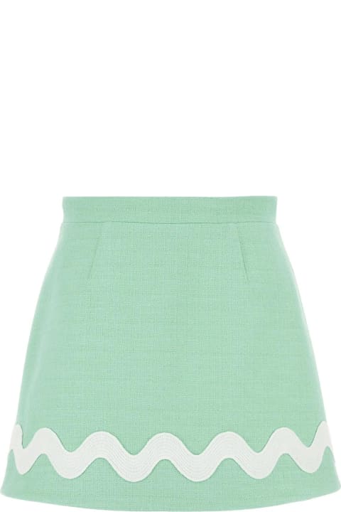 ウィメンズ新着アイテム Patou Sea Green Tweed Mini Skirt