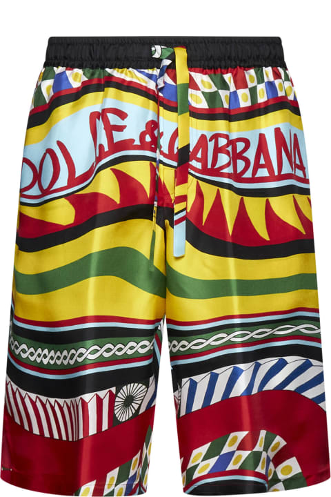 Pants for Men Dolce & Gabbana Printed Satin Bermuda Shorts