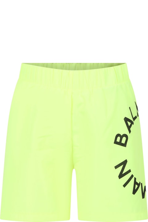 Balmain Swimwear for Women Balmain Yellow Swim Shorts For Boy With Logo