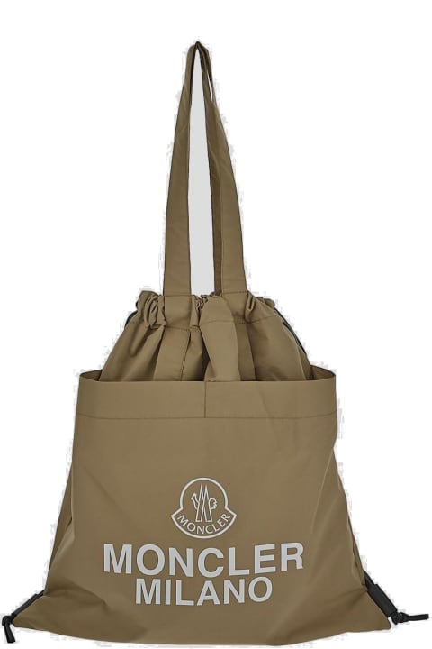 Bags for Men Moncler Logo Printed Drawstring Tote Bag