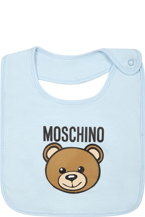 Fashion for Baby Girls Moschino Light Blue Set For Baby Boy With Teddy Bear