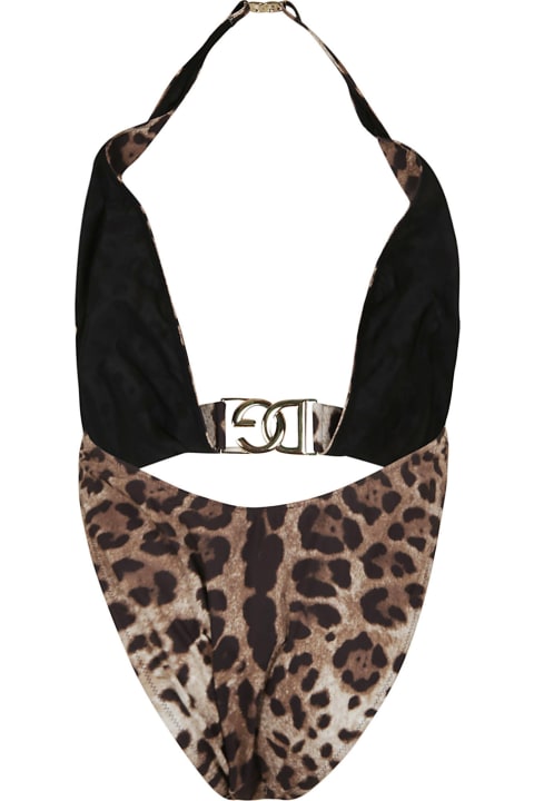 V-neck Leopard Print Swimsuit