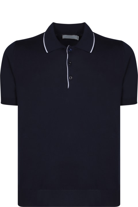 Canali Topwear for Men Canali Edges White/blue Polo Shirt