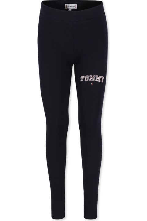 Tommy Hilfiger Bottoms for Girls Tommy Hilfiger Blue Leggings For Girl With Logo