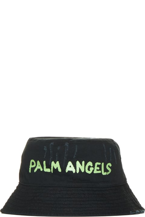 メンズ Palm Angelsの帽子 Palm Angels Logo Printed Distressed Bucket Hat