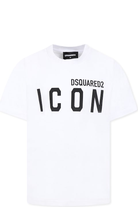 Homeware Dsquared2 White T-shirt For Boy With Black Logo