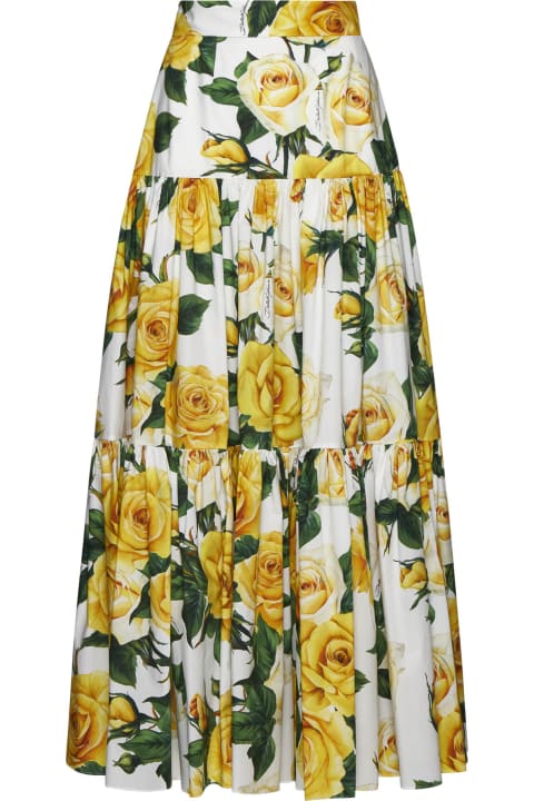 Dolce & Gabbana for Women Dolce & Gabbana Rose Printed Pleated Midi Skirt