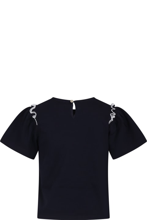 ガールズのセール Chloé Blue T-shirt For Girl With Logo