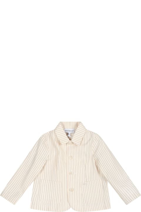 Topwear for Baby Boys Emporio Armani Ivory Jacket For Baby Boy