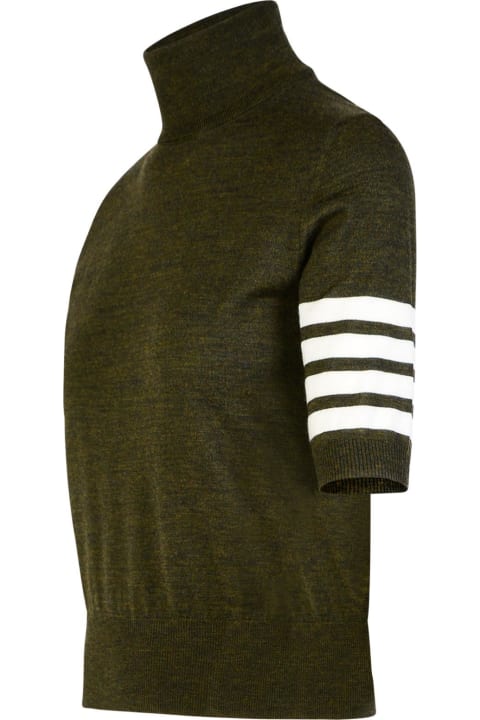 ウィメンズ Thom Browneのニットウェア Thom Browne '4-bar' Green Wool Turtleneck Sweater