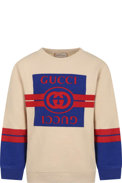 Gucci Topwear for Boys Gucci Ivory Sweatshirt For Boy With Logo