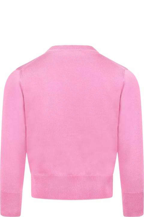 Pink Cardigan For Girl With Logo