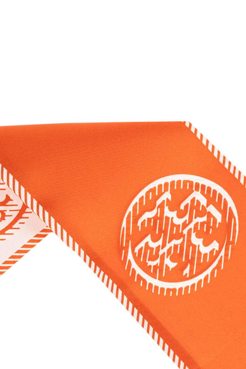 Ties for Women Tory Burch Medallion Logo Ribbon Silk Tie