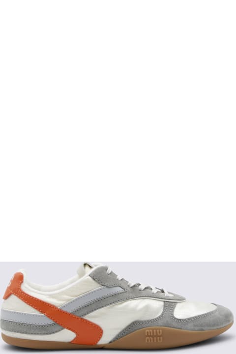Miu Miu White And Grey Suede Sneakers