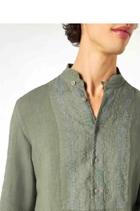 Homeware MC2 Saint Barth Man Military Green Linen Shirt