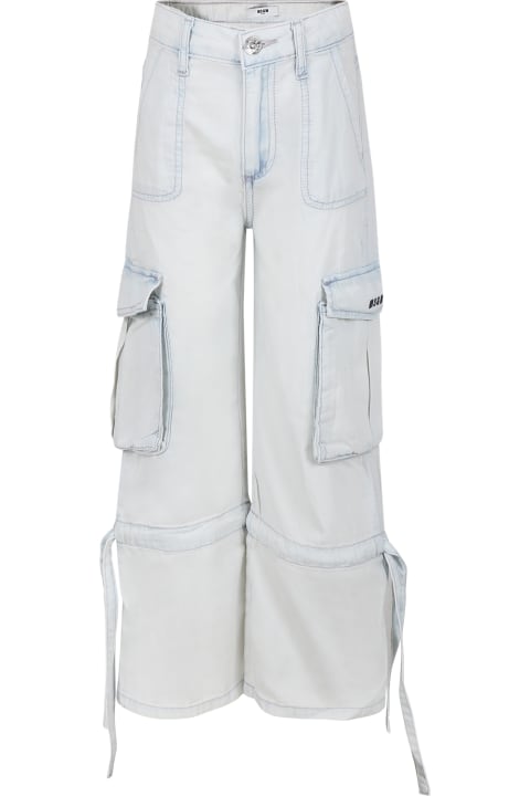 Bottoms for Boys MSGM Light Blue Jeans For Girl With Logo