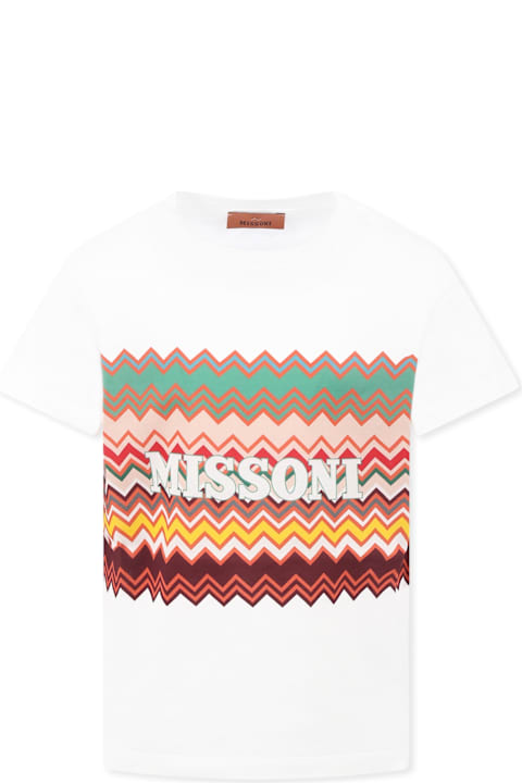 Missoni for Kids Missoni White T-shirt For Boy With Logo