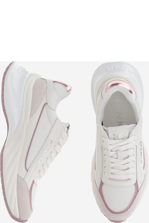 Pinko Sneakers for Women Pinko Mesh And Leather Sneakers With Logo