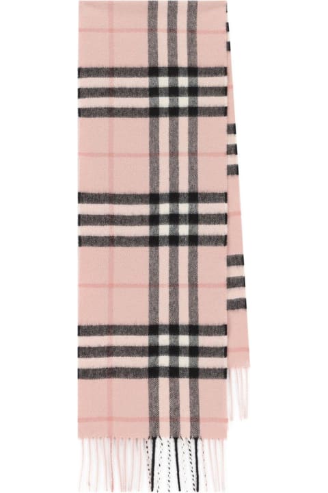 Checked Fringed Knit Scarf