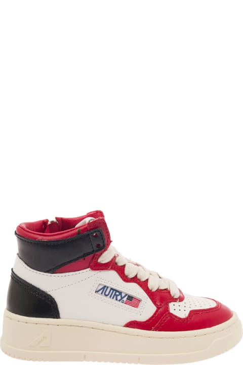 Autry لـ Kids Autry 'medalist Mid' Multicolor High-top Sneakers With Logo Patch In Leather Boy