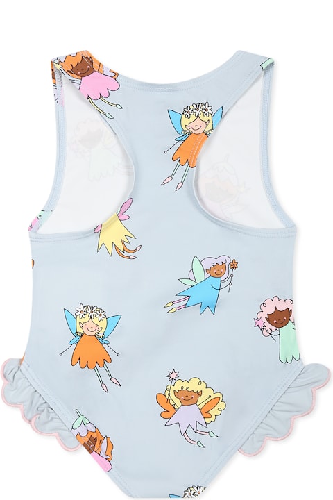 Stella McCartney Kids Swimwear for Baby Girls Stella McCartney Kids Light Blue Swimsuit For Baby Girl With Fairies