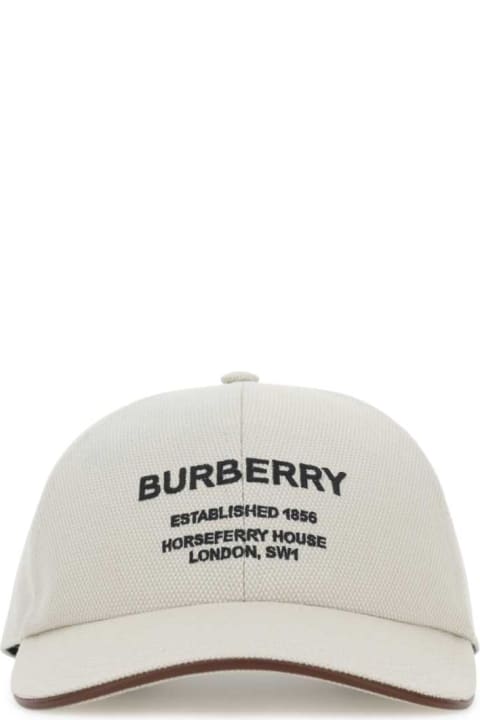 Burberry Hats for Men Burberry Ivory Piquet Baseball Cap
