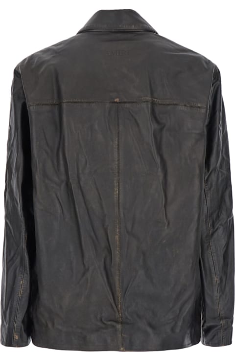 AMIRI معاطف وجواكت لـ القسم الرجالي AMIRI Tumbled Leather Sb Jacket