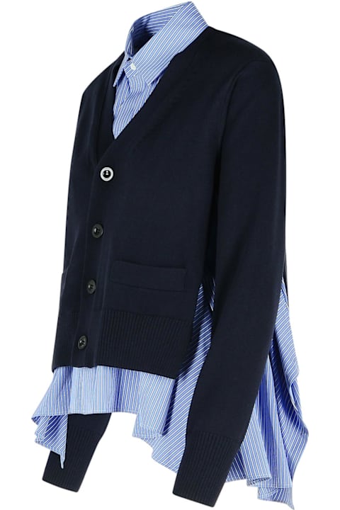 Sacai Sweaters for Women Sacai Cardigan In Navy Cotton Blend