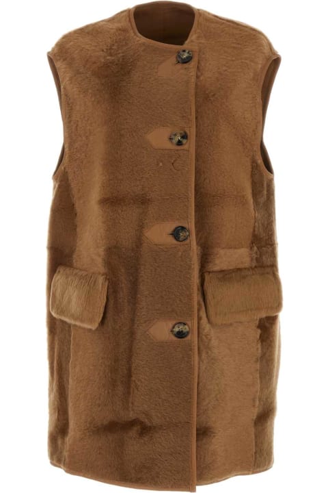 Coats & Jackets Sale for Women Max Mara Caramel Shearling Effige Sleeveless Coat