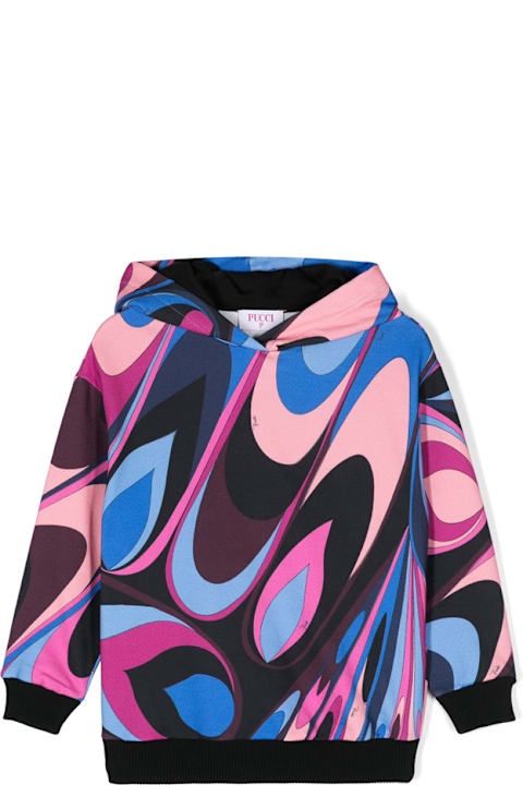 Pucci سترات وبلوزات ثقيلة لـ بنات Pucci Hoodie With Wave Print