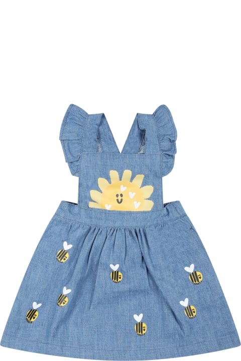 Stella McCartney Kids Clothing for Baby Girls Stella McCartney Kids Blue Overalls For Baby Girl With Bees