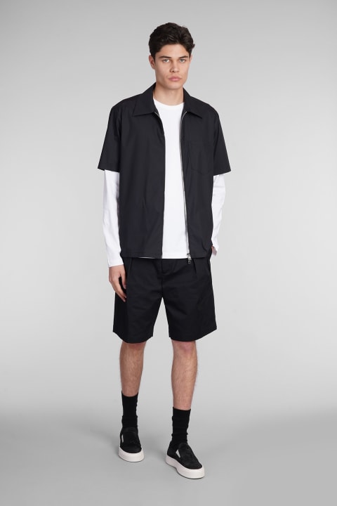 Low Brand Shirts for Men Low Brand Shirt Zip S143 Shirt In Black Cotton