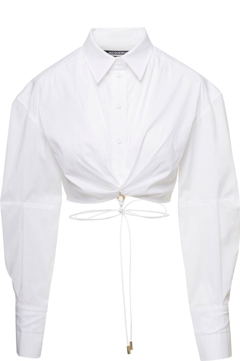 White Cropped Shirt La Chemise Pildao In Cotton Woman