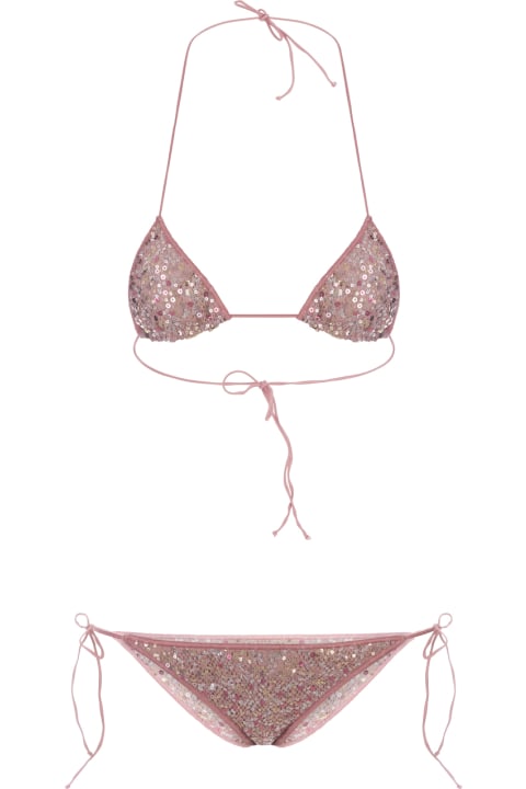 Oseree Swimwear for Women Oseree Metallic Pink Netquins Microkini